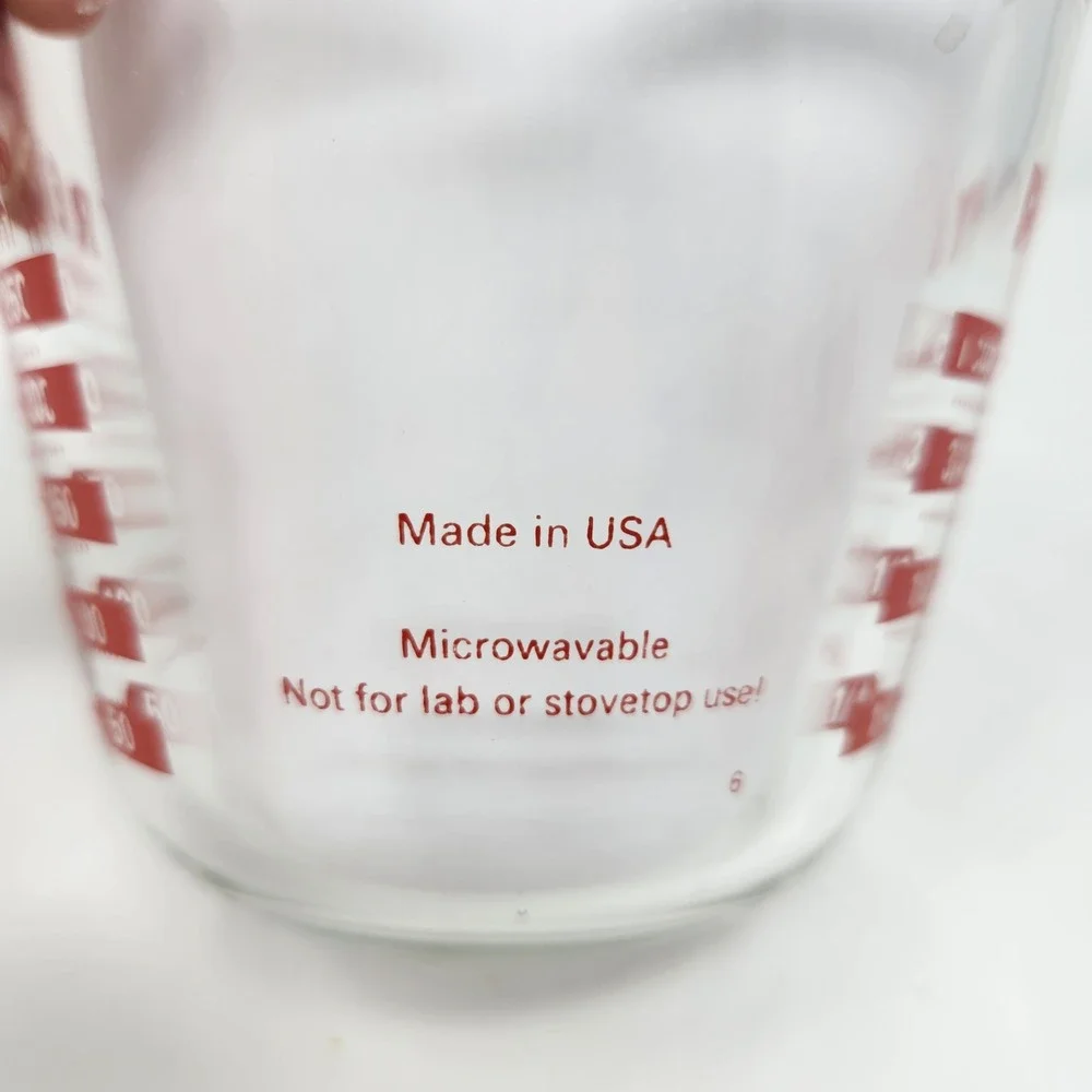 Vintage PYREX 1 Cup Measuring Cup Red Lettering J Handle